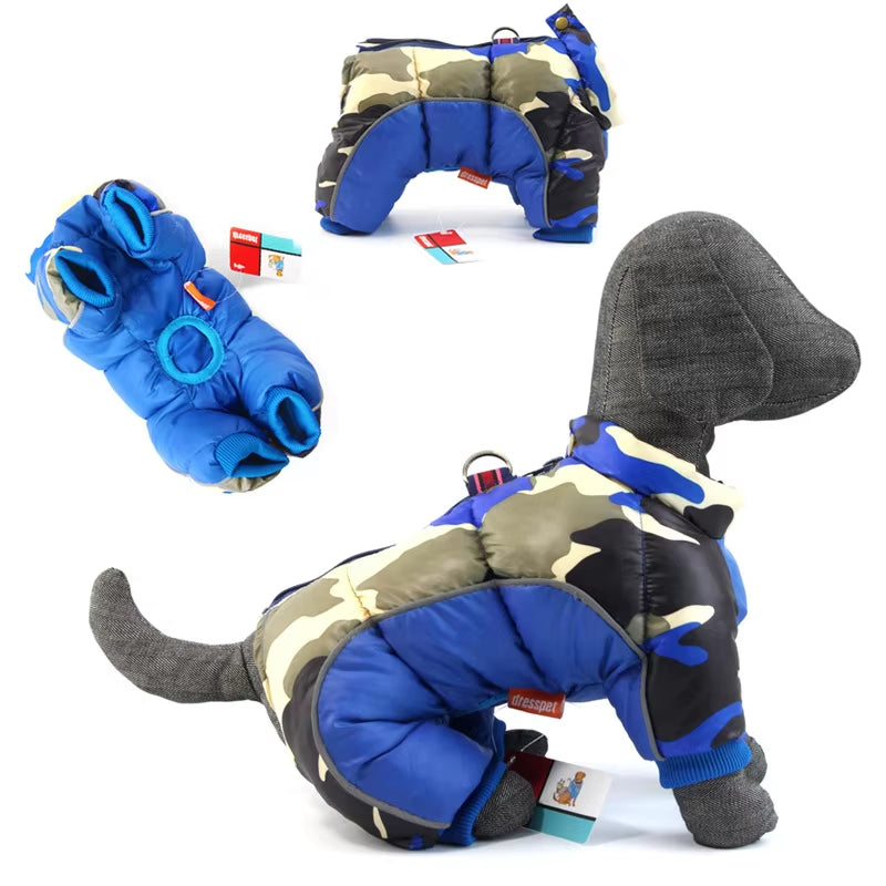 Winter Dog Clothes Super Warm Reflective Thick Cotton Waterproof Jacket, Small Dog French Bulldog Puppy Pet Jackets Snowsuit